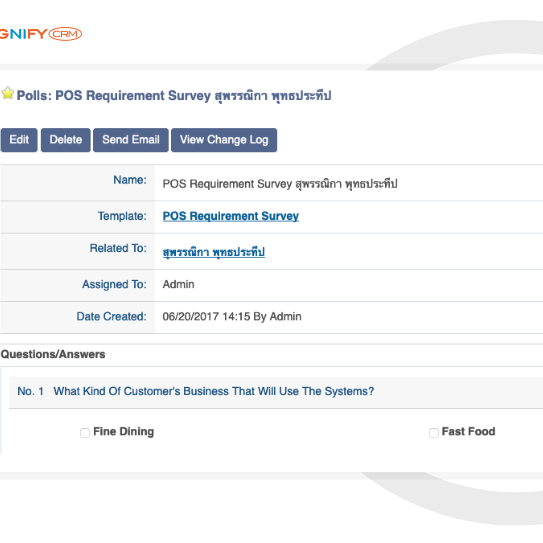 Customer Survey Application in CRM software