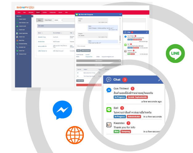 CRM Line and Facebook Integration