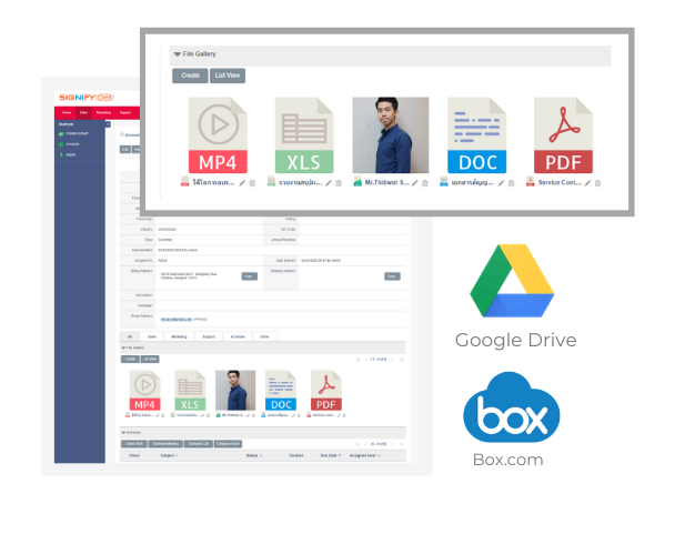 CRM GoogleDrive Box.com Integration